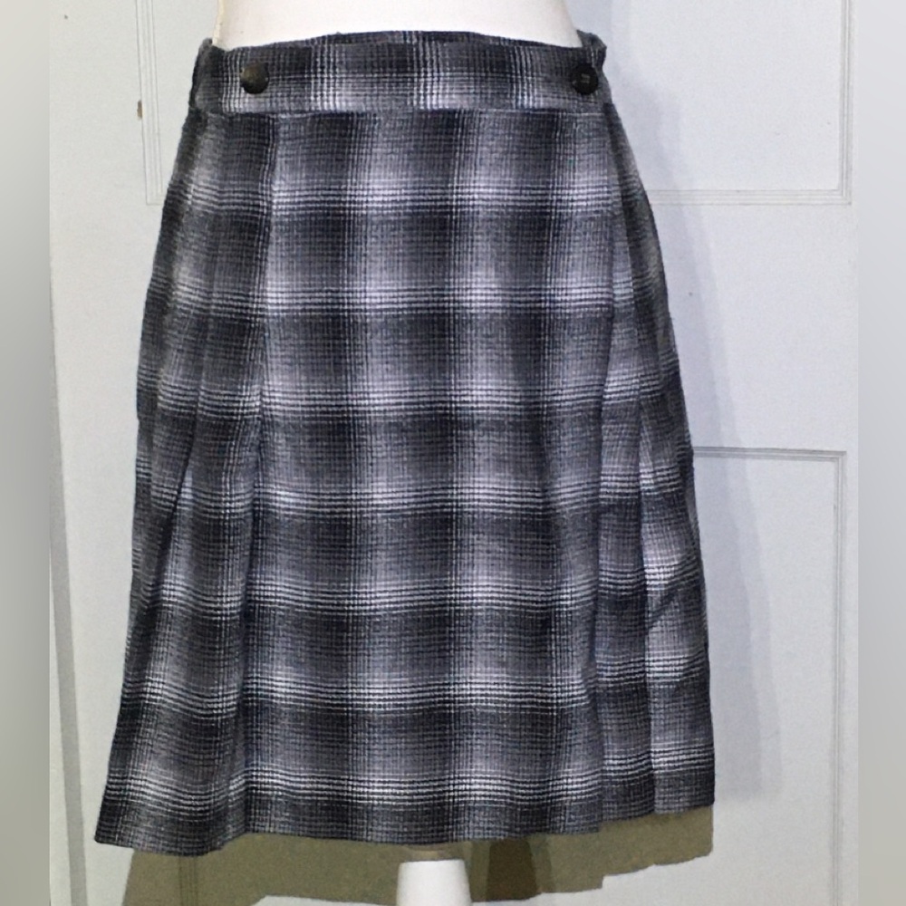 Esprit Black, Gray & White Plaid Skirt